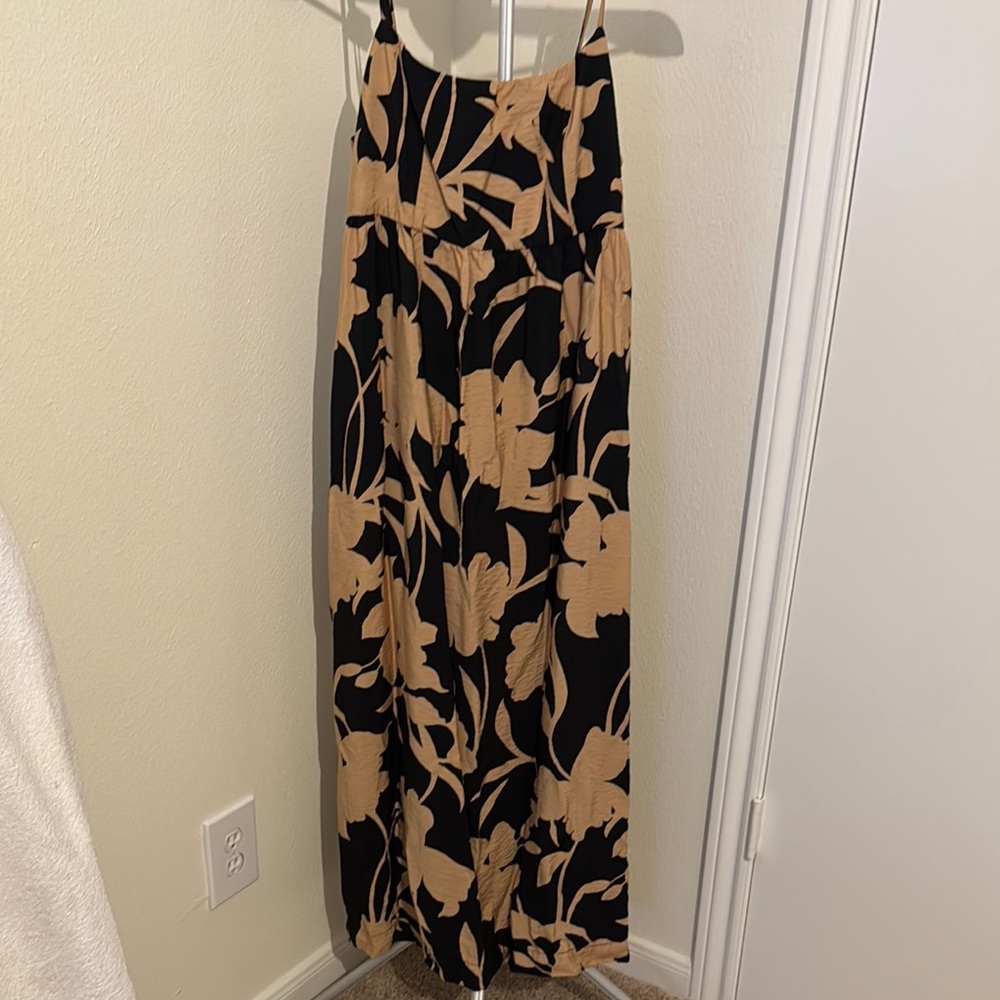 Black and Tan Floral Maxi Dress